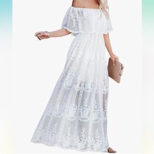 Elegant White Lace Maxi Dress
